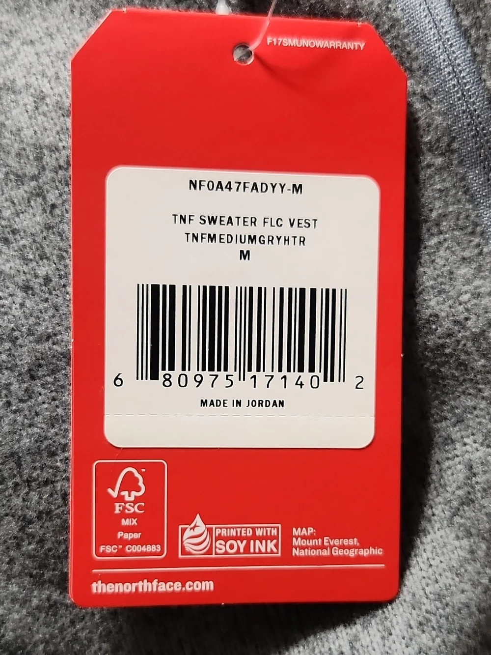 The North Face Men's Gray Fleece Vest - Lightweight Layer